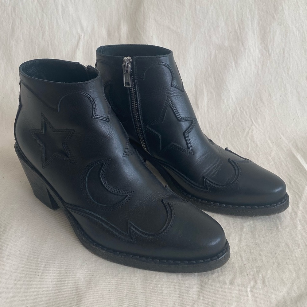 McQ by Alexander McQueen Black Solstice Ankle Boots with Stars and Moons
